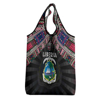 Liberia Roots Grocery Bag African Map in Fingerprint and Tribal Colors
