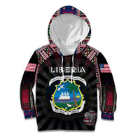 Personalized Liberia Roots Kid Hoodie African Map in Fingerprint and Tribal Colors