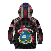 Personalized Liberia Roots Kid Hoodie African Map in Fingerprint and Tribal Colors