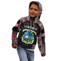 Personalized Liberia Roots Kid Hoodie African Map in Fingerprint and Tribal Colors