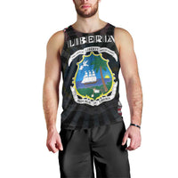 Personalized Liberia Roots Men Tank Top African Map in Fingerprint and Tribal Colors