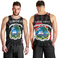 Personalized Liberia Roots Men Tank Top African Map in Fingerprint and Tribal Colors
