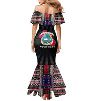 Personalized Liberia Roots Mermaid Dress African Map in Fingerprint and Tribal Colors