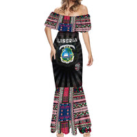 Personalized Liberia Roots Mermaid Dress African Map in Fingerprint and Tribal Colors