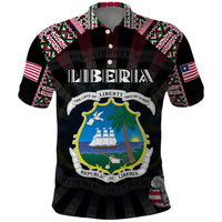 Personalized Liberia Roots Polo Shirt African Map in Fingerprint and Tribal Colors