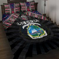 Liberia Roots Quilt Bed Set African Map in Fingerprint and Tribal Colors