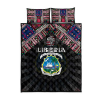 Liberia Roots Quilt Bed Set African Map in Fingerprint and Tribal Colors