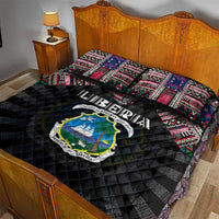 Liberia Roots Quilt Bed Set African Map in Fingerprint and Tribal Colors
