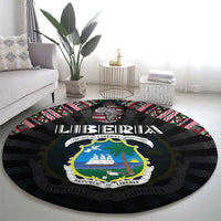 Liberia Roots Round Carpet African Map in Fingerprint and Tribal Colors
