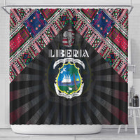 Liberia Roots Shower Curtain African Map in Fingerprint and Tribal Colors
