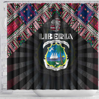 Liberia Roots Shower Curtain African Map in Fingerprint and Tribal Colors