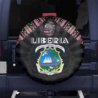Liberia Roots Spare Tire Cover African Map in Fingerprint and Tribal Colors