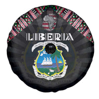 Liberia Roots Spare Tire Cover African Map in Fingerprint and Tribal Colors