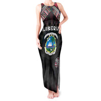 Personalized Liberia Roots Tank Maxi Dress African Map in Fingerprint and Tribal Colors