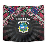 Liberia Roots Tapestry African Map in Fingerprint and Tribal Colors