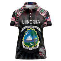 Personalized Liberia Roots Women Polo Shirt African Map in Fingerprint and Tribal Colors