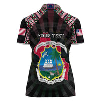 Personalized Liberia Roots Women Polo Shirt African Map in Fingerprint and Tribal Colors