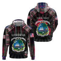 Personalized Liberia Roots Zip Hoodie African Map in Fingerprint and Tribal Colors