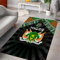 Niger Roots Area Rug African Map in Fingerprint and Tribal Colors