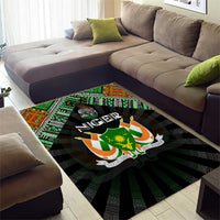 Niger Roots Area Rug African Map in Fingerprint and Tribal Colors