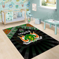 Niger Roots Area Rug African Map in Fingerprint and Tribal Colors