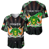 Personalized Niger Roots Baseball Jersey African Map in Fingerprint and Tribal Colors