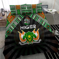 Niger Roots Bedding Set African Map in Fingerprint and Tribal Colors