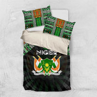 Niger Roots Bedding Set African Map in Fingerprint and Tribal Colors