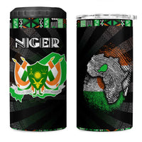 Niger Roots 4 in 1 Can Cooler Tumbler African Map in Fingerprint and Tribal Colors