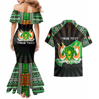 Personalized Niger Roots Couples Matching Mermaid Dress and Hawaiian Shirt African Map in Fingerprint and Tribal Colors