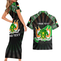 Personalized Niger Roots Couples Matching Short Sleeve Bodycon Dress and Hawaiian Shirt African Map in Fingerprint and Tribal Colors