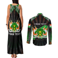 Personalized Niger Roots Couples Matching Tank Maxi Dress and Long Sleeve Button Shirt African Map in Fingerprint and Tribal Colors