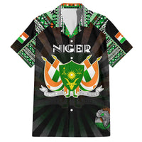 Personalized Niger Roots Family Matching Off The Shoulder Long Sleeve Dress and Hawaiian Shirt African Map in Fingerprint and Tribal Colors