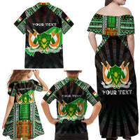 Personalized Niger Roots Family Matching Off Shoulder Maxi Dress and Hawaiian Shirt African Map in Fingerprint and Tribal Colors