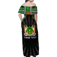 Personalized Niger Roots Family Matching Off Shoulder Maxi Dress and Hawaiian Shirt African Map in Fingerprint and Tribal Colors