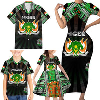 Personalized Niger Roots Family Matching Short Sleeve Bodycon Dress and Hawaiian Shirt African Map in Fingerprint and Tribal Colors