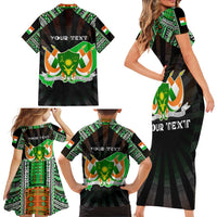 Personalized Niger Roots Family Matching Short Sleeve Bodycon Dress and Hawaiian Shirt African Map in Fingerprint and Tribal Colors