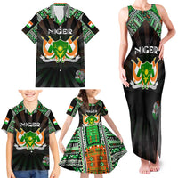 Personalized Niger Roots Family Matching Tank Maxi Dress and Hawaiian Shirt African Map in Fingerprint and Tribal Colors
