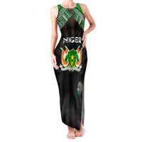 Personalized Niger Roots Family Matching Tank Maxi Dress and Hawaiian Shirt African Map in Fingerprint and Tribal Colors