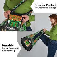 Niger Roots Grocery Bag African Map in Fingerprint and Tribal Colors