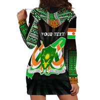 Personalized Niger Roots Hoodie Dress African Map in Fingerprint and Tribal Colors