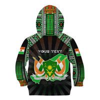 Personalized Niger Roots Kid Hoodie African Map in Fingerprint and Tribal Colors