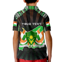 Personalized Niger Roots Kid Polo Shirt African Map in Fingerprint and Tribal Colors