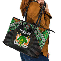 Niger Roots Leather Tote Bag African Map in Fingerprint and Tribal Colors