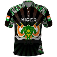 Personalized Niger Roots Polo Shirt African Map in Fingerprint and Tribal Colors