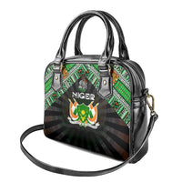 Niger Roots Shoulder Handbag African Map in Fingerprint and Tribal Colors