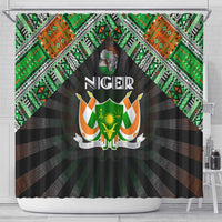 Niger Roots Shower Curtain African Map in Fingerprint and Tribal Colors