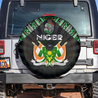 Niger Roots Spare Tire Cover African Map in Fingerprint and Tribal Colors
