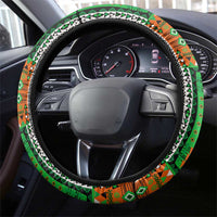 Niger Roots Steering Wheel Cover African Map in Fingerprint and Tribal Colors