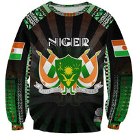 Personalized Niger Roots Sweatshirt African Map in Fingerprint and Tribal Colors